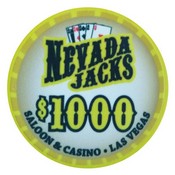 Nevada Jacks Saloon Series Ceramic 10 Gram Poker Chip $1000, AGNJS-1000
